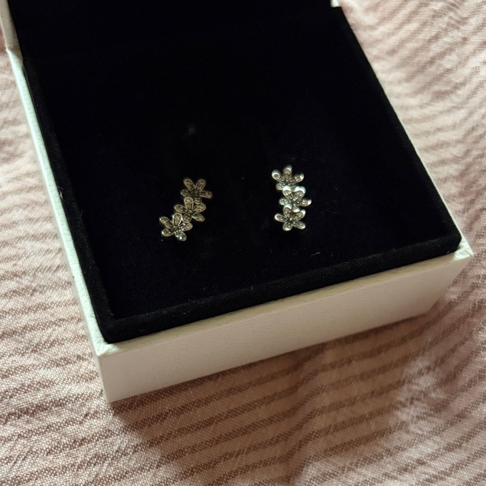 Pandora Silver Floral Earrings